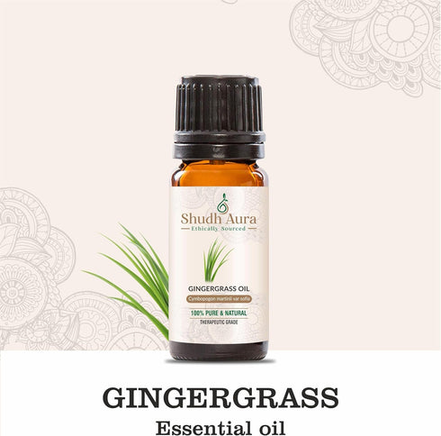 Shudh Aura 100% (30ML) Gingergrass Essential Oil | Pure, Undiluted and Natural | Therapeutic Grade Premium Oils