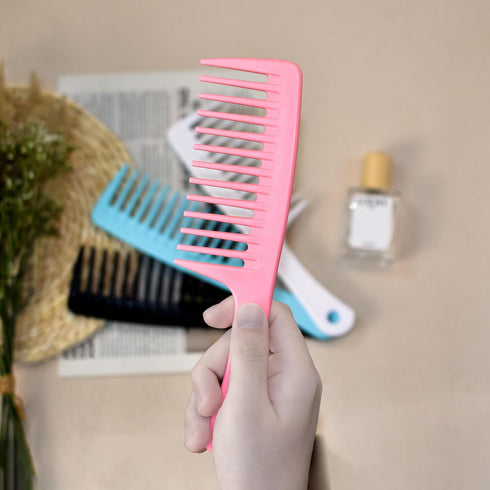 4PCS Wide Tooth Comb, Large Hair Detangling Comb for Curly, Wet, Long Hair, Professional Styling Comb (Black & Blue)