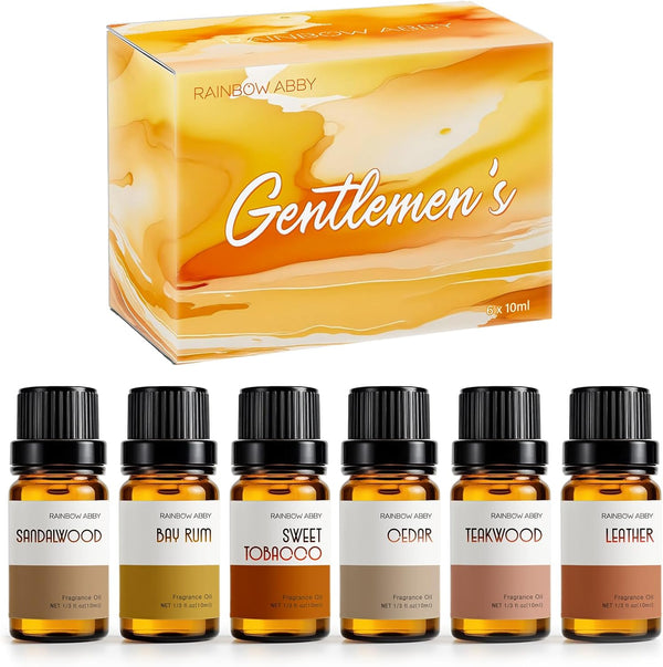 RAINBOW ABBY Fragrance Oil Gentlemen's Set - Leather, Bay Rum, Teakwood, Cedar,