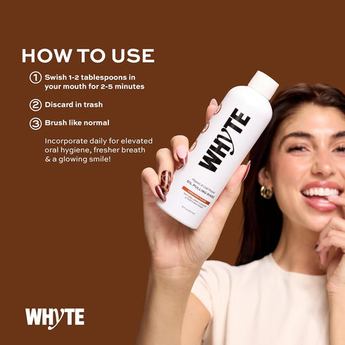 WHYTE Coconut Oil Pulling Mouthwash for Teeth Whitening & Gum Health (Cinnamon)