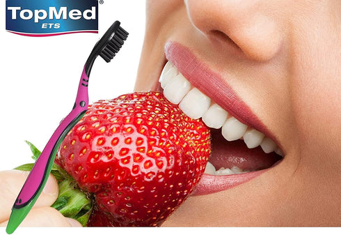 TOPMED ETS Smokers Charcoal Toothbrush, Extra Hard, 3 Count (Color May Vary)