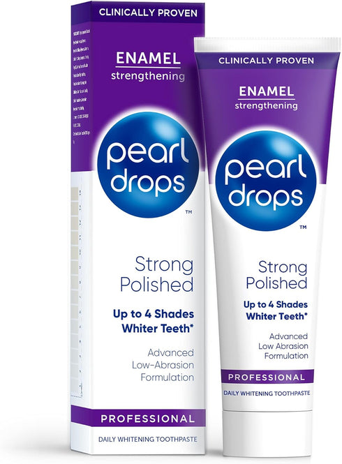 Pearl Drops Strong White Toothpaste, Polished Mint Flavour, Clinically Proven Whitening, Low Abrasion, Daily