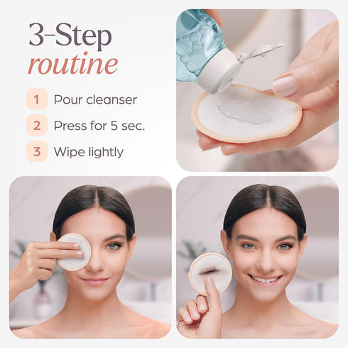 Reusable Cotton Rounds for Face - 20 Pack Soft Makeup Remover Pads with Washable Laundry Bag & Bamboo Holder, All Skin