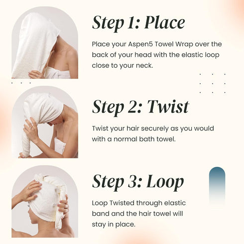 Huge Cotton Hair Towel Wrap for Women, Coral White
