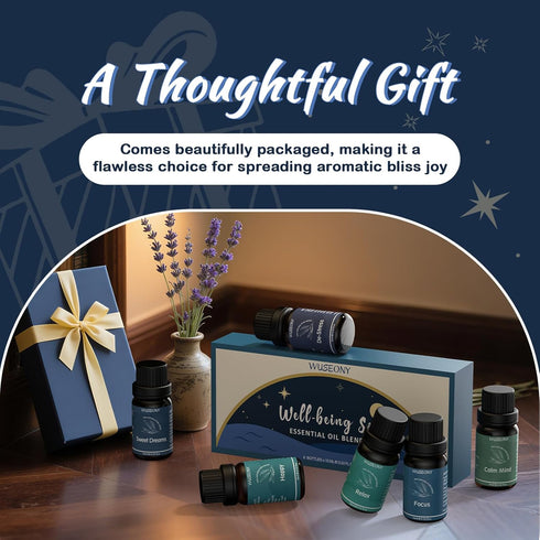 WUSEONY Set, Set Well-Being Essential Blends Oils Aromatherapy Oils Gift for Diffusers Home, Fragrance Oil Scent
