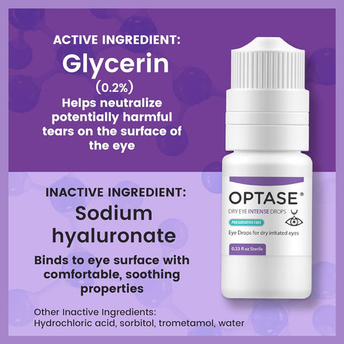 Optase Dry Eye Intense Drops, Preservative Free Eye Drops for Long Lasting Relief, .33 fl oz, 300 Doses