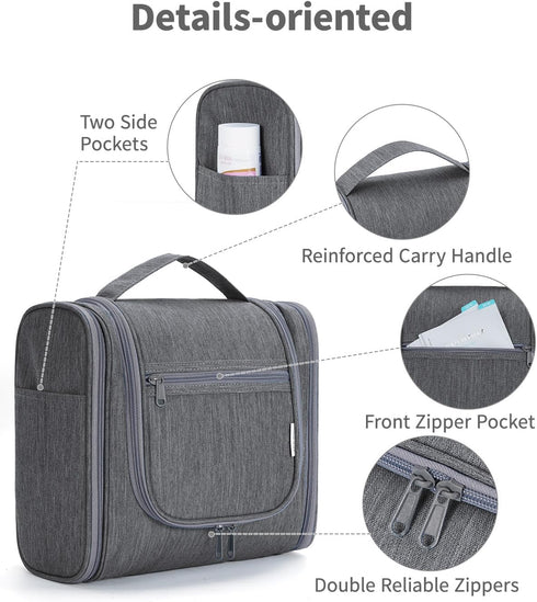 Narwey Hanging Toiletry Bag for Women, Travel Makeup Organizer for Men, Toiletries Bag for Cosmetics Essentials (Large,