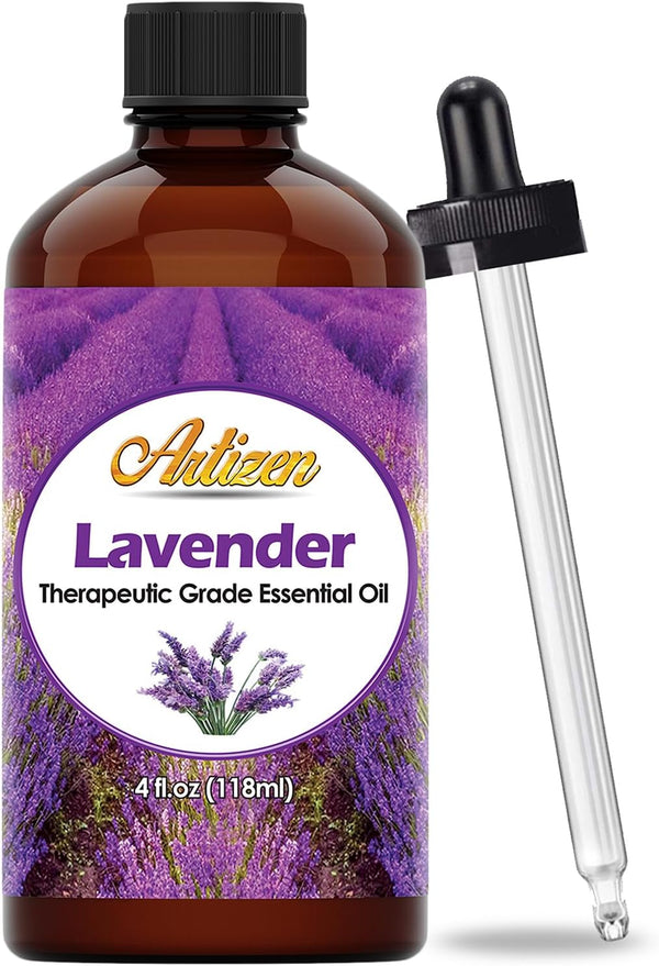 Artizen Lavender Essential Oil 4 oz – Pure Natural Aromatherapy for Diffuser, Skin, Hair with Dropper