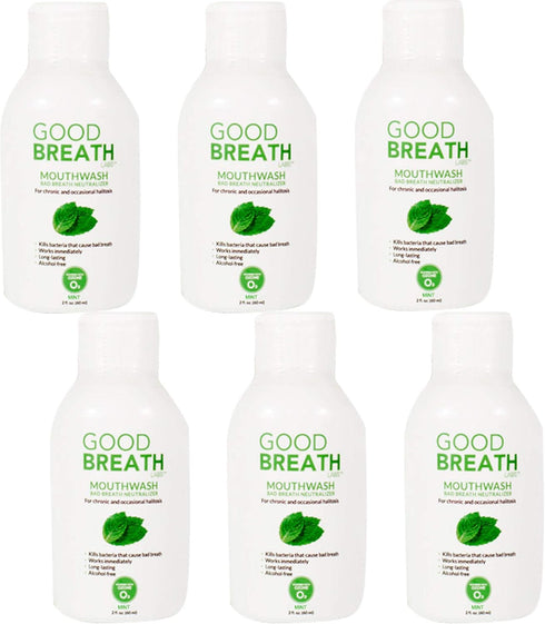 Goodbreath Mouthwash - Mint Rinse for Chronic Halitosis - Ozone Technology Oral Rinse - Alcohol-free, 6 Pack, 2 Oz