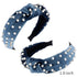 VELSCRUN Pearl Headband, Black White Pink Red Knotted Headbands for Women, Beaded Non Slip Wide Top Knot Hair