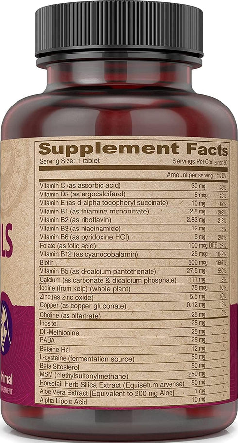 DEVA Vegan Vitamins Hair, Nails & Skin Supplement, 500 mcg Biotin, 90 Tablets (Pack of 2)
