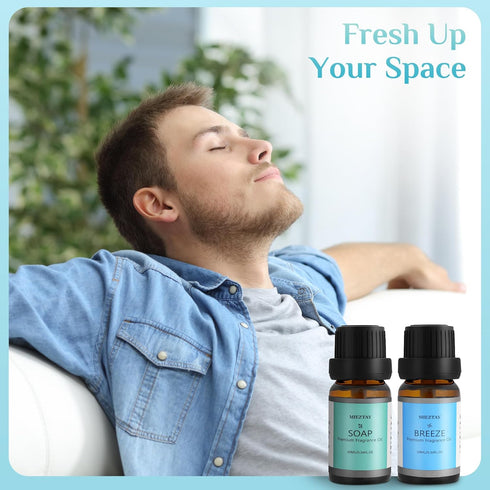 Clean Essential Oils Set - 6x10ML Fragrance Oil for Diffuser, Aromatherapy, Candle & Soap Making Essential Oil Kit