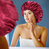 Satin Silk Bonnet for Curly Hair - Large Double-Layer Adjustable Braid Bonnet for Sleeping, Wine Red