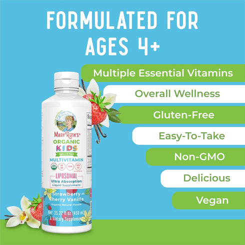 MaryRuth Organics Multivitamin for Kids - Sugar Free Liquid Vitamins, Immune Support, 15.22 Fl Oz