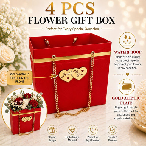 Toni Crafty 4 floral bags pcs red, flower boxes for arrangements, Hand bag with Metal Chain Waterproof Florist purse