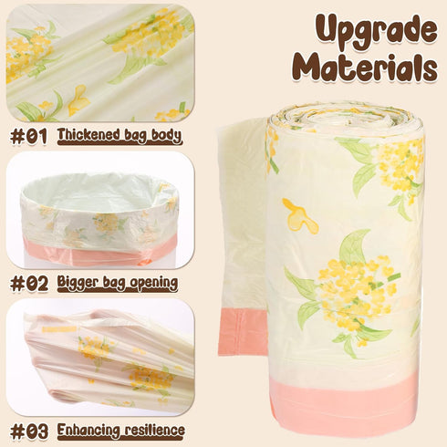 SYKUIHSG 50Pcs Garbage Bags, Drawstring Trash Bag Thick with Osmanthus Scent for Bathroom Bedroom Kitchen Office