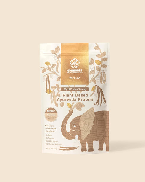 Elements Plant Based Vegan Vanilla Protein Powder - 1lb Meal Replacement Shake from Organic Yellow Peas & Vanilla Bean