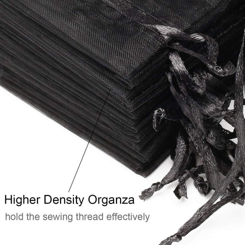 Akstore 100Pcs Sheer Drawstring Organza Jewelry Pouches - 2.8"x3.6" - Black - Wedding Party Favor Bags