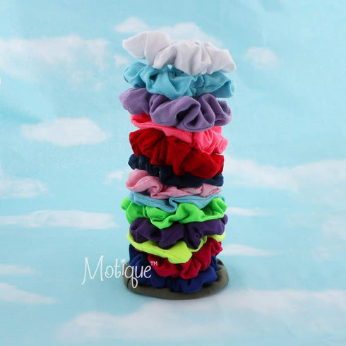 Small Cotton Hair Scrunchies 12 Pack (Olive Green)