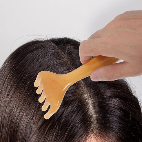 Set 2 minkissy Amber Scalp Massager Pieces Manual Five-Claw and Wide-Tooth Scraping Combs for Facial Massage, Head Spa