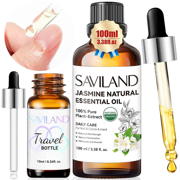 SAVILAND Jasmine Essential Oil for Cuticle Nails, 100% Pure Plant-Based Nail Strengthener