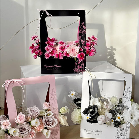 YKYOBFA 12pcs Packaging Floral Bouquet Paper Bags Waterproof for Bouquets Portable Craft Flower Arrangement Boxes