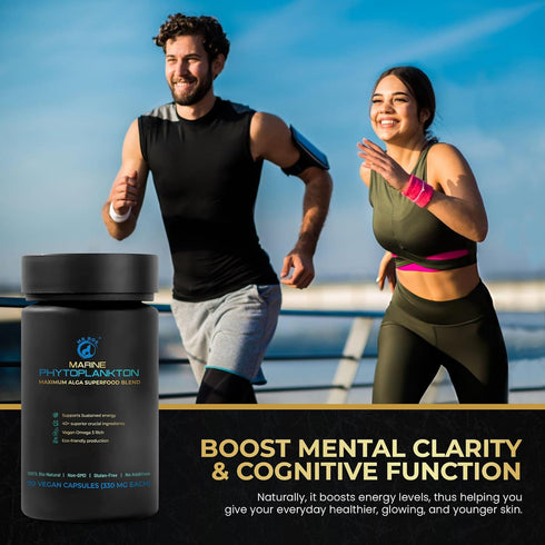 Marine Phytoplankton Capsules, 90 Vegan Capsules - Natural Energy, Immune, Cognitive Support