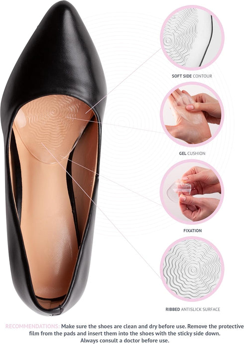 Brison Metatarsal Pads - 3 Pairs Ball of Foot Cushion Inserts for Women Men High Heels, Soft Gel Forefoot Pain
