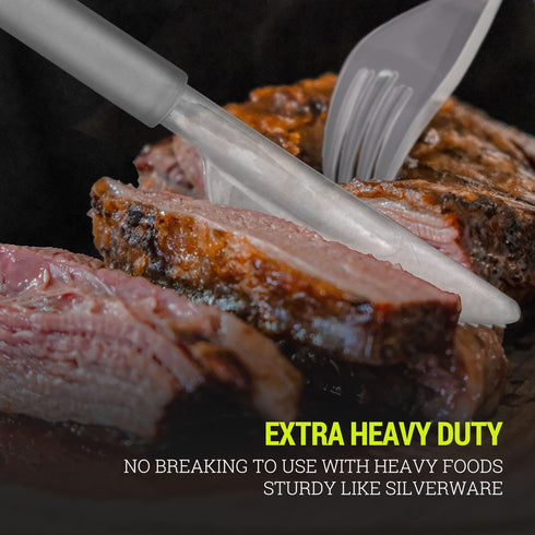 3X Heavy Duty Plastic Clear Knives Disposable Individually Wrapped, Sturdy Like Silverware, 100 Pack Plastic Steak Knives Bulk, Packaged Utensils, Perfect for Event Catering, Restaurant and Take Out. by SupplyTuff
