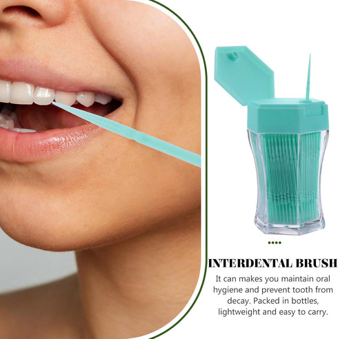 EXCEART 200pcs Double-head Toothpicks, Soft Plastic Oral Care Interdental Floss Cleaners for Braces & Hygiene