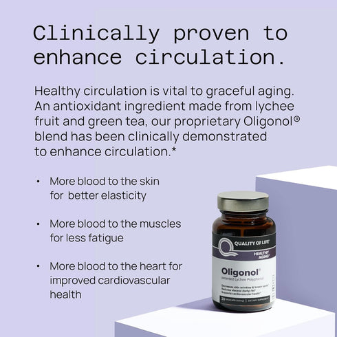 Quality of Life Premium Anti Aging Supplement, 30 Vegicaps - Oligonol for Cardiovascular Health & Circulation