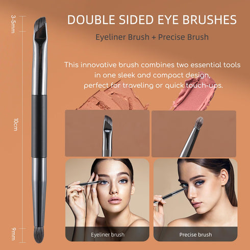 ENERGY Travel Eye Makeup Brush Set, 4PCS Eyeshadow Blending Eyeliner Kit with Portable Mirror Case