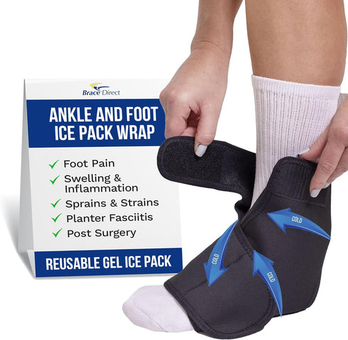 Ankle and Foot Reusable Gel Ice Pack Wrap for Achilles Tendonitis, Plantar