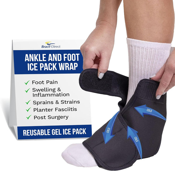 Ankle and Foot Reusable Gel Ice Pack Wrap for Achilles Tendonitis, Plantar