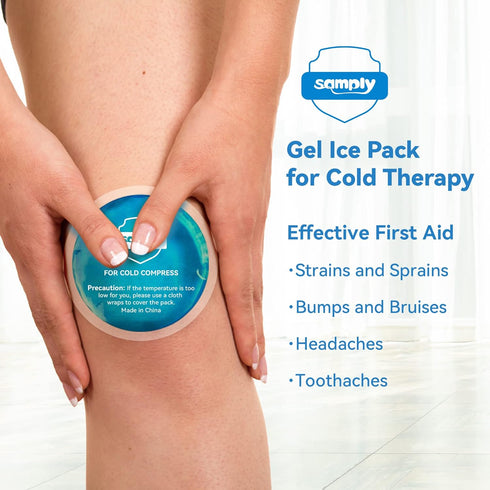 Samply Small Gel Ice Packs - 5 Pack Mini Round Cold Packs for Boo Boos, Toothaches, and Face Injuries with 2 Covers