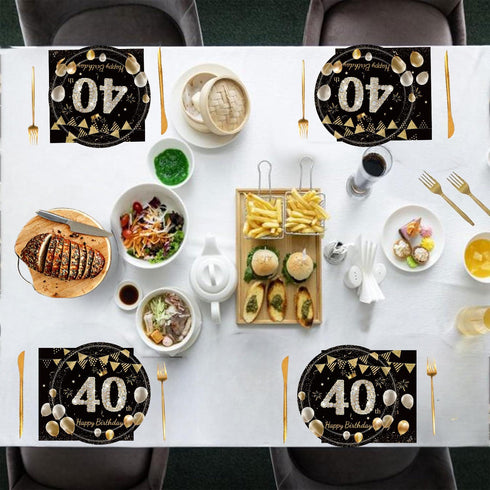 MMOONN 40th Napkins,40th 20 Birthday Party Paper Plates and Themed Birthday Anniversary Party Decorations Dinnerware