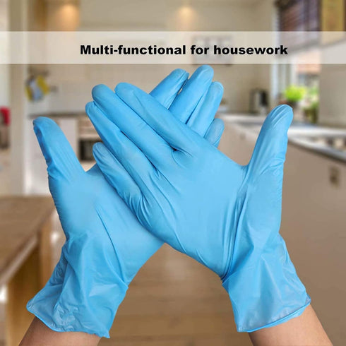 Disposable Gloves Medium, Nitrile & Vinyl Blend, Latex Free, 4 Mil, 100 Pc Food Grade for Cleaning & Prep