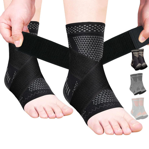JIUFENTIAN Ankle Brace for Women an Men Adjustable Compression Sleeve (Pair)-Ankle Support