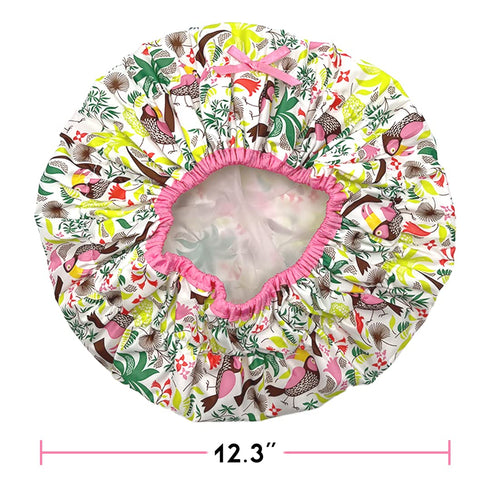 Reusable Shower Cap & Bath Cap, Oversized Waterproof Shower Caps for All Hair Lengths
