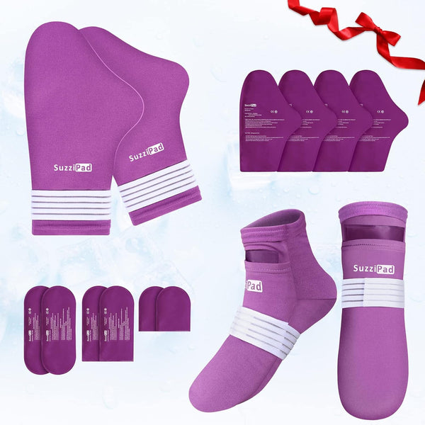 SuzziPad Foot Ice Pack Cold Socks & Gloves for Chemotherapy Neuropathy, Comfort Items for Chemo Patients, Purple