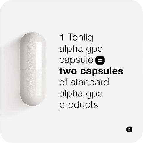 Toniiq Alpha GPC Capsules - Ultra High Purity 600mg Concentrated Formula, 120 Capsules Nootropic Supplement