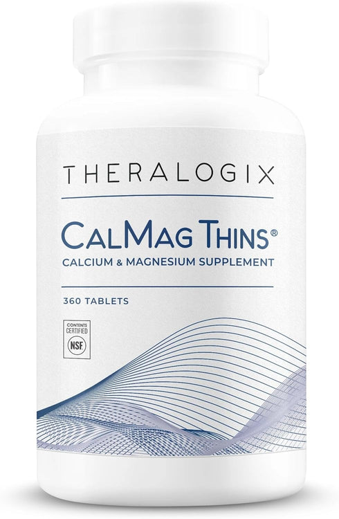 Theralogix CalMag Thins Calcium & Magnesium Supplement - Bone Support for Women & Men - 200 mg Calcium, 50 mg Magnesium