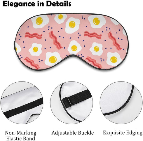 Sleep Mask,Eggs Bacon Dots Pink Eye Masks with Adjustable Strap for Sleeping,Block Light Eye Sleep Shade Cover