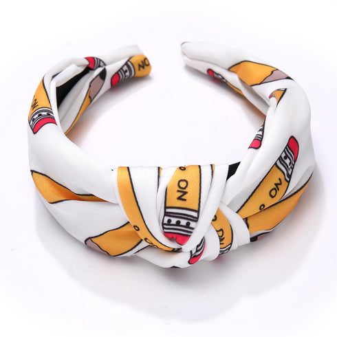 Teacher Headband for Women, Wide Knotted Pencil Crayon School Headband, Appreciation Gifts
