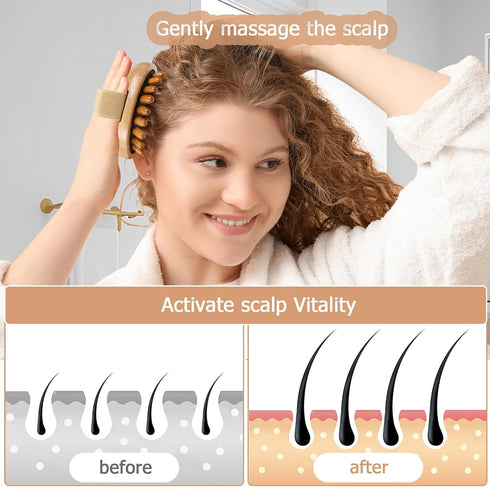 OWIIZI Wooden Scalp Brush Massage Body Tools, Wood Massager for Head Hair Growth Belly Fat Cellulite Multi Functional