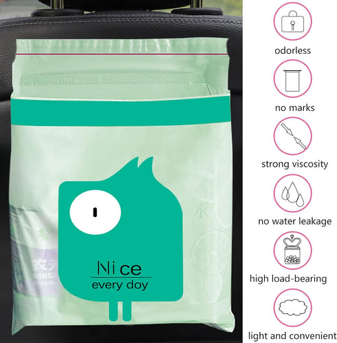 Portable Car Trash Bag - Easy Stick-On Disposable Garbage Bags - 100% Leak-Proof Durable Kitchen Storage Bag for Cars,