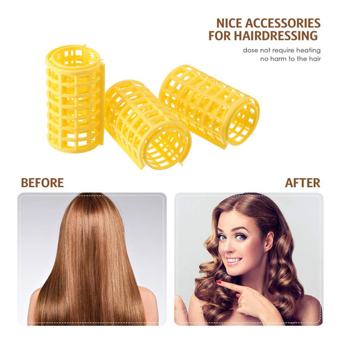 Syhood 12 Pieces Large Snap Hair Rollers, Plastic Hair Curlers with Rat Tail Comb for Hairdressing Styling Tools (6.8 x