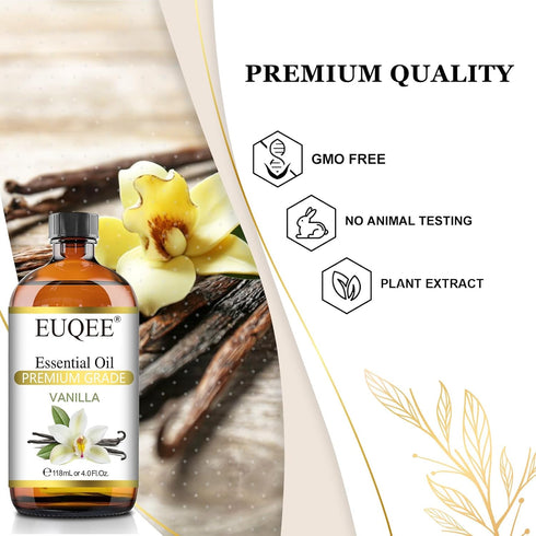 Vanilla Essential Oil 4Fl.Oz (118ml) - Premium Vanilla Oil with Glass Dropper for Diffusers, Candle Making, DIY Soap