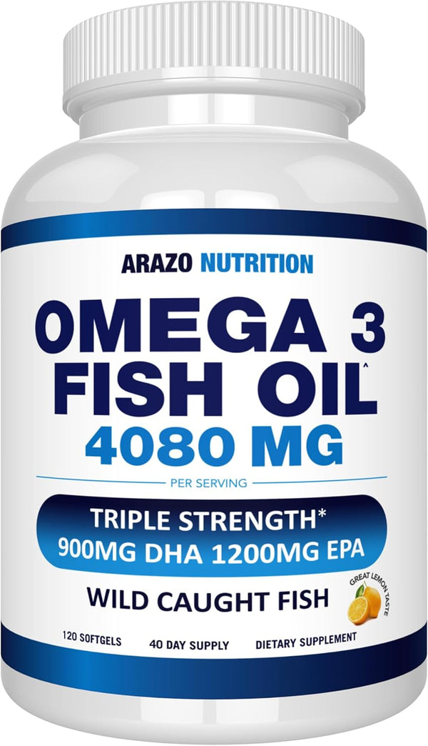 Arazo Nutrition Wild Caught Omega-3 Fish Oil Concentrate 4,080mg per Serving High