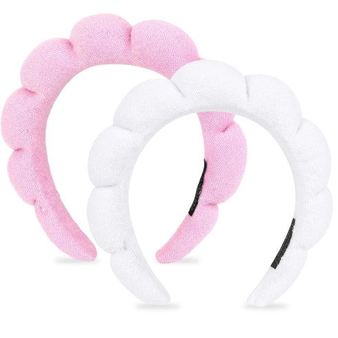 2 PCS Terry Towel Cloth Spa Headband for Women & Girls - Sponge Headbands for Skincare, Makeup Removal, Face Washing